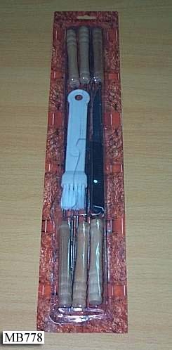 6 BBQ SKEWER and KNIFE and BRUSH