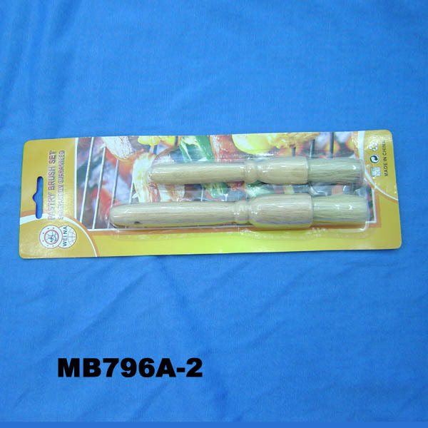 2PCS 7in with 6in BBQ BRUSH WOODEN Handle