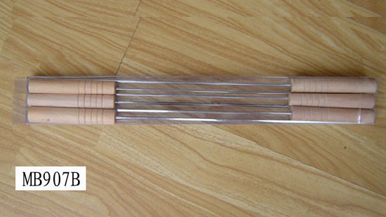 6PCS BBQ SKEWER WOODEN Handle PVC BOX