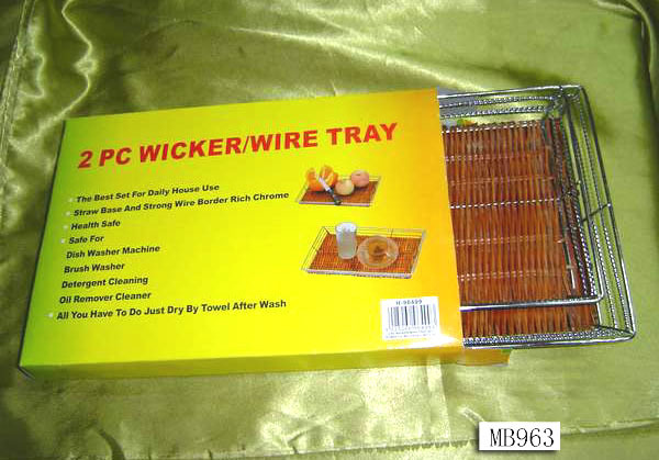 2PCS WICKER WIRE TRAY in CB