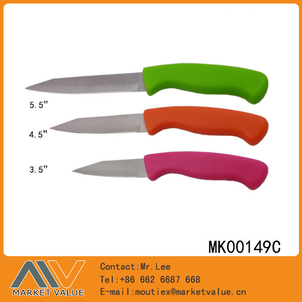 3PCS33.5in 4.5in and 5.5in FRUIT KNIVES with PP Handle