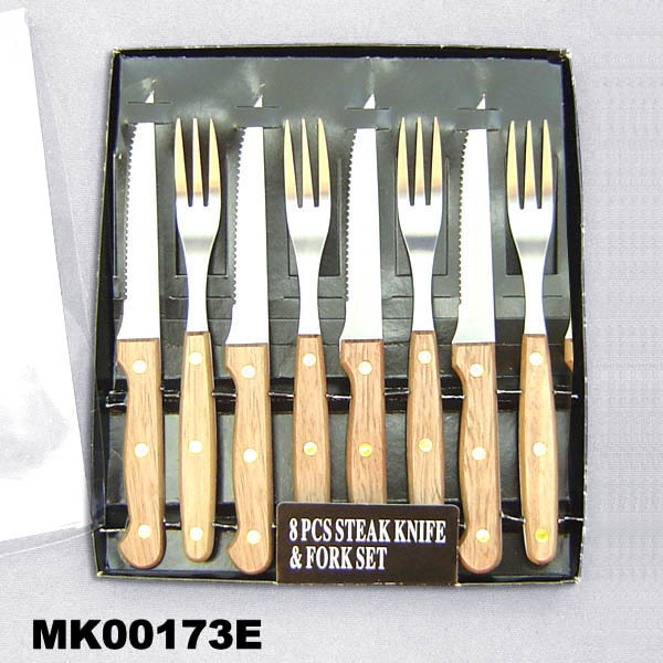 8PCS WOODEN KNIFE and FORK SET IN pvcBOX style 2