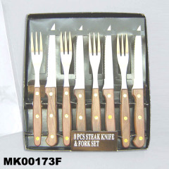 8PCS WOODEN KNIFE and FORK SET IN pvcBOX