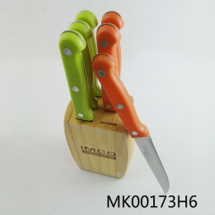 6PCS STEAK KNIFE with WOODEN BASE in CB