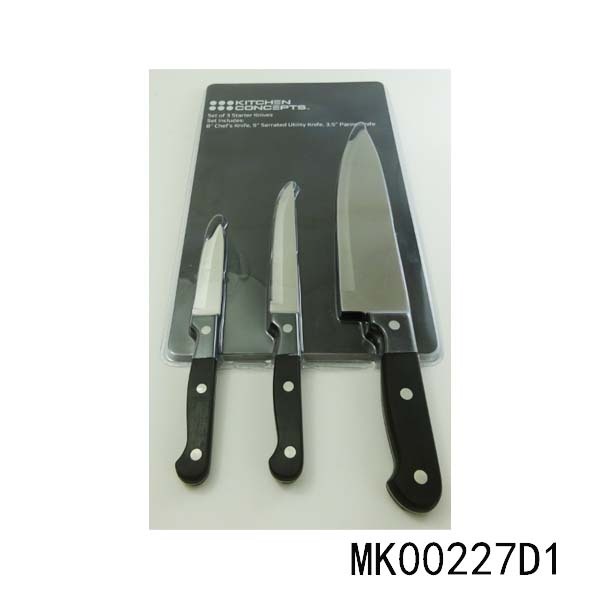 3PCS STAINLESS STEEL KNIVES SETS POM Handle