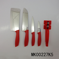 4PCS KNIVES and 1PCS KNIFE SHARPENER IN BROWN BOX