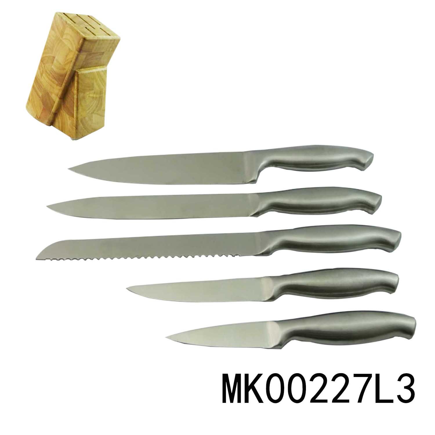 SETS OF 5PCS STAINLESS STEEL KNIFE with WOODEN BLOCK style 3