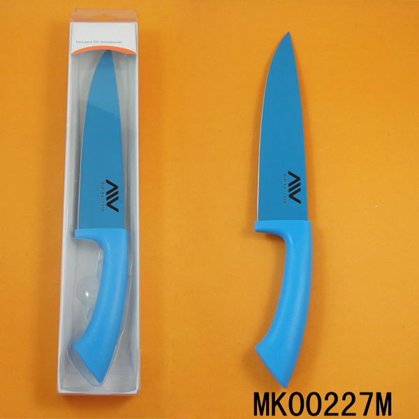 8in NON STICK CHEF KNIFEPLASTIC Handle PRINTING CHEF KNIFE