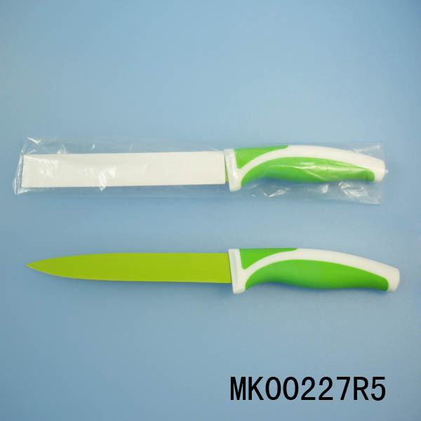 5in NON STICK GREEN COLOR COATING UTILITY KNIFE in SLEEVE PAPER and POLY BAG SEALED MOUTH