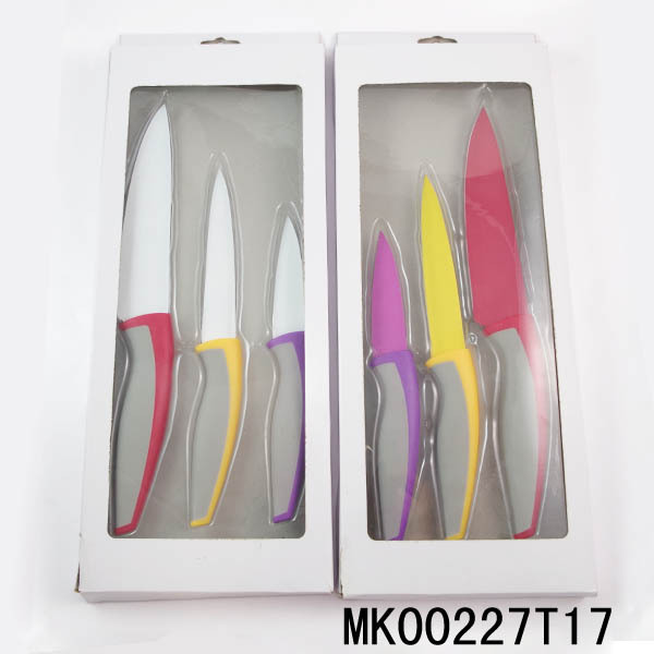 3PCS NON STICK COATING KITCHEN KNIFE SET in Window Box