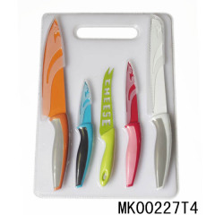 5PCS KITCHEN KNIFE SET NON STICK COATING with PLASTIC BOARD