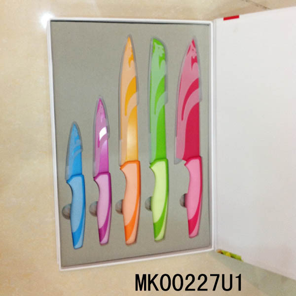 5PCS KNIFE SET NON STICK COATING in Window Box