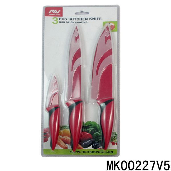 3PCS KITCHEN KNIFE SET NON STICK COATING WBLADE COVER