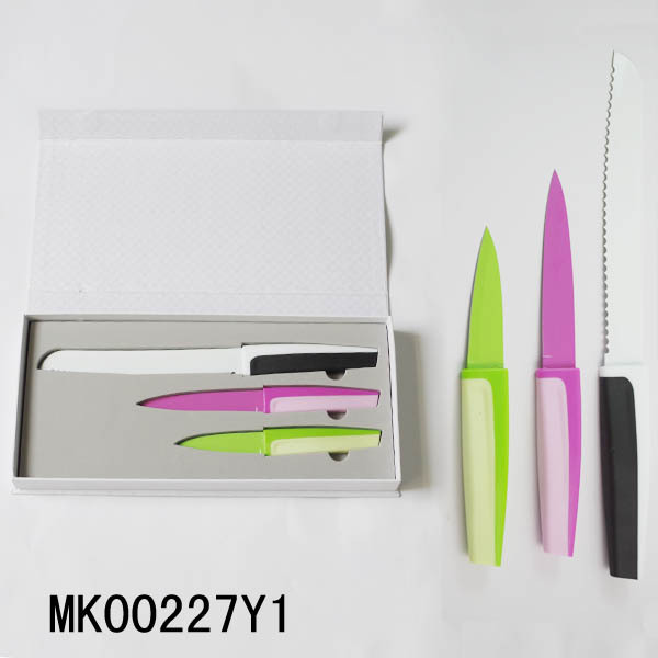 3PCS KITCHEN KNIFE SET NON STICK COATING in CB