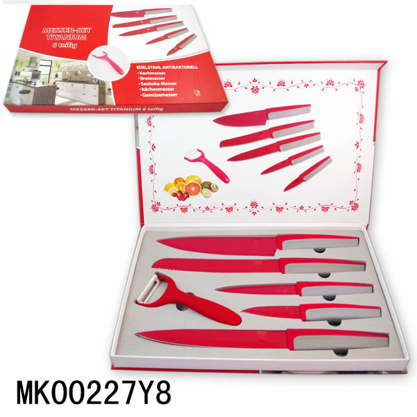 5PCS NON STICK COATING KITCHEN KNIFE SET and CERAMIC PEELER in CB