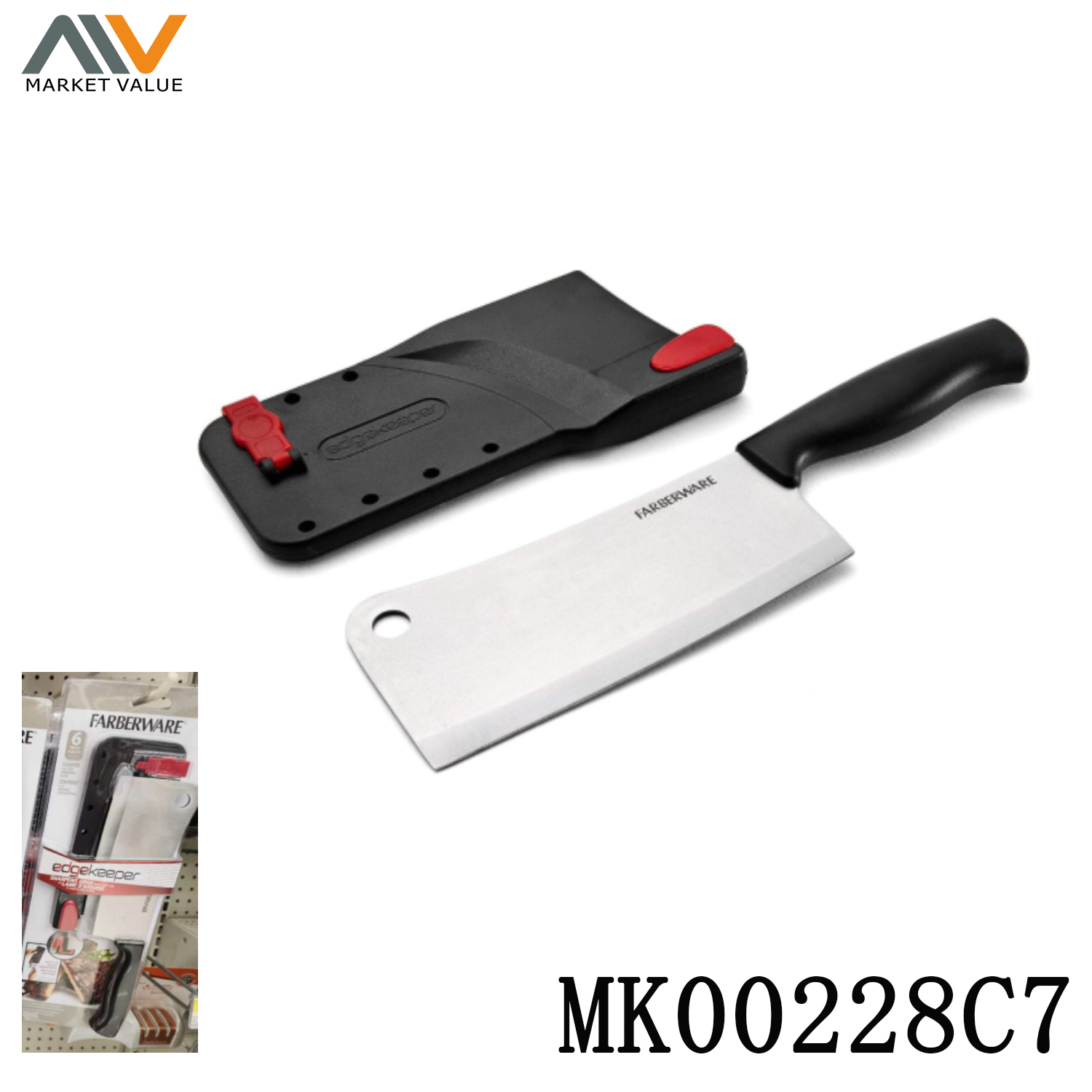 6in SS Cleaver Knife with Sharener