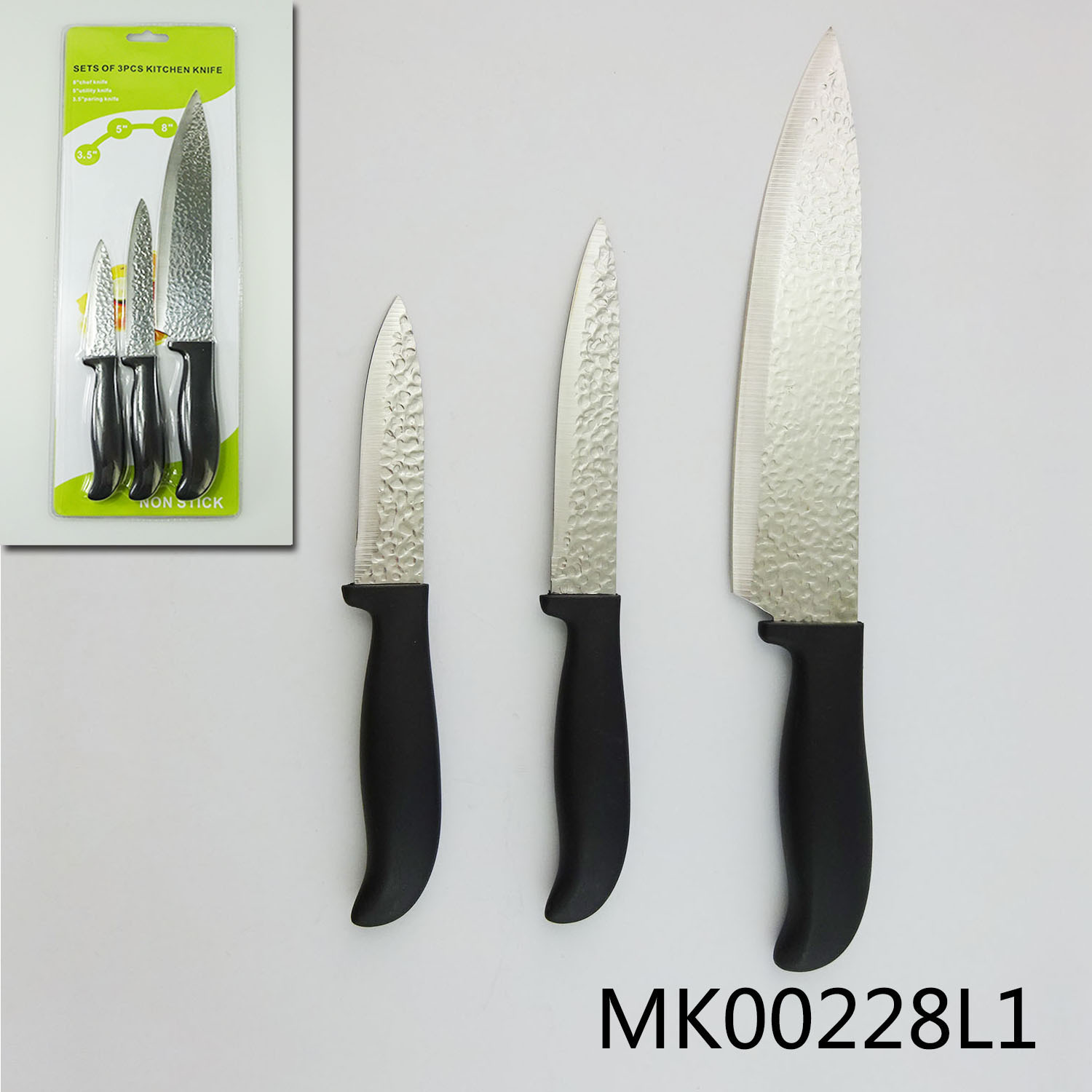 SETS OF 3PCS KITCHEN KNIFE with PP Handle