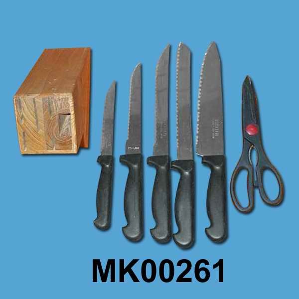7PCS KNIFE SET with WOODEN BLOCK in CB