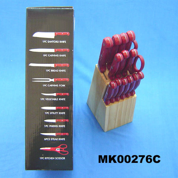 15PCS KNIFE SET PINE WOODEN BLOCK in BOX