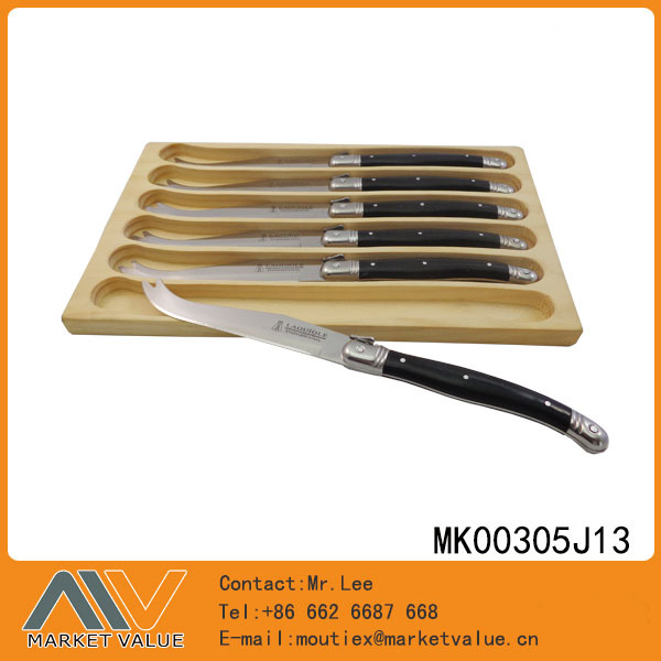 6PCS CHEESE KNIFE with ABS Handle in WOODEN BOX