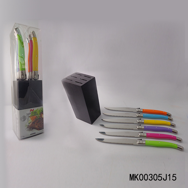 6PCS STEAK KNIFE with PLASTIC Stand in PVC BOXFULL TANG