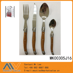 4PCS CUTLERY SET with WOODEN EFFECT Handle in PVC BOX style 2