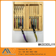 6PCS KNIFE and FORK SET with WOODEN BOXFULL TANG