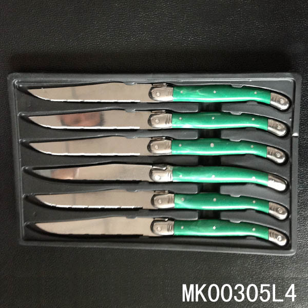 6PCS 4.5in SS STEAK KNIFE PLASTIC Handle in Window Box