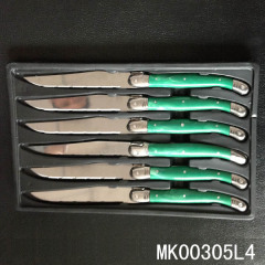 6PCS 4.5in SS STEAK KNIFE PLASTIC Handle in Window Box