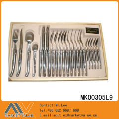 24PCS4X6PCS FORK SPOON and KNIFE with SS Handle IN WINDOW COULOR BOX felt tray.