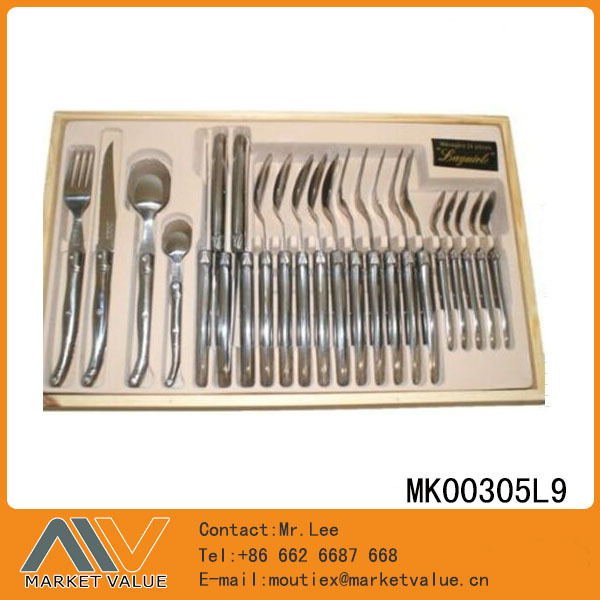 24PCS4X6PCS FORK SPOON and KNIFE with SS Handle IN WINDOW COULOR BOX felt tray.