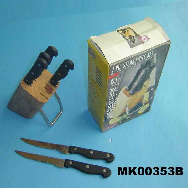 7PCS STEAK KNIFE SET with WOODEN BLOCK in CB style 2