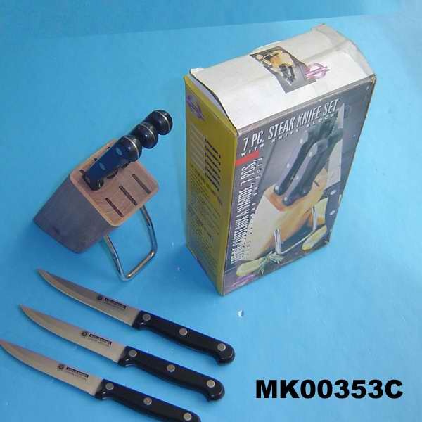 7PCS STEAK KNIFE SET with WOODEN BLOCK in CB style 3