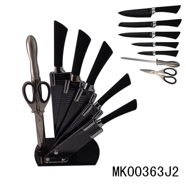 8PCS NON STICK KNIFEGRIP Handle ACRYLIC Stand