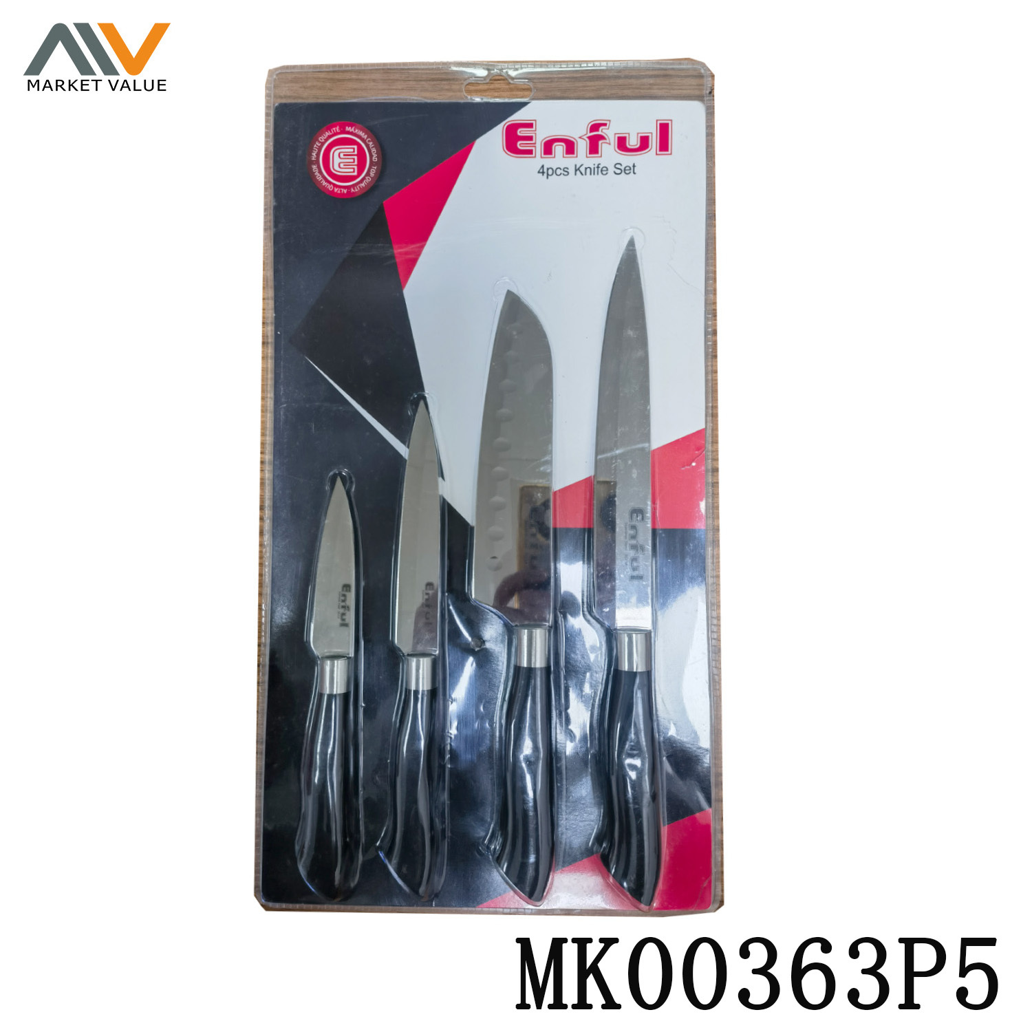 4 Piece SS Kitchen Knife Set with PP Handle