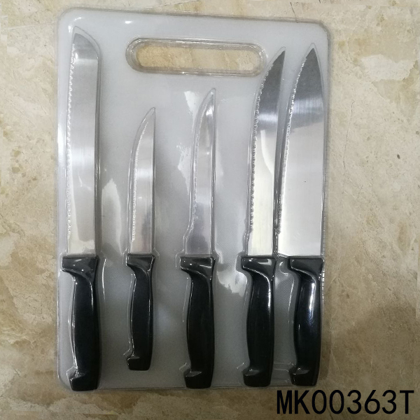 5PCS SS KNIFE SET WBOARD