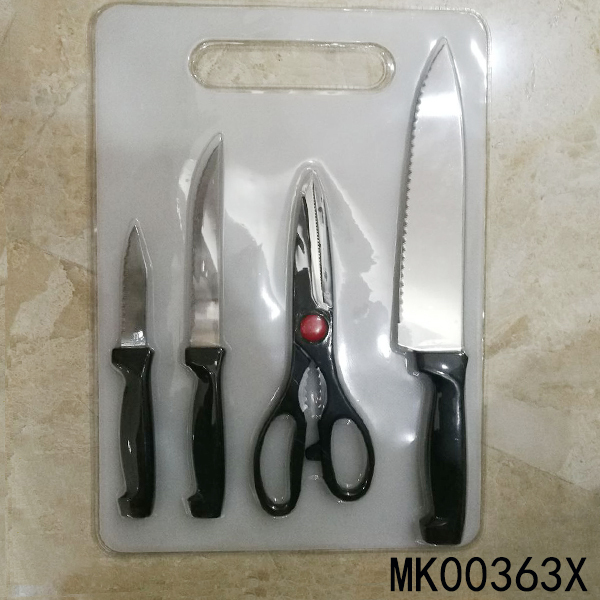 4PCS PP Handle SS KNIFE SET WBOARD