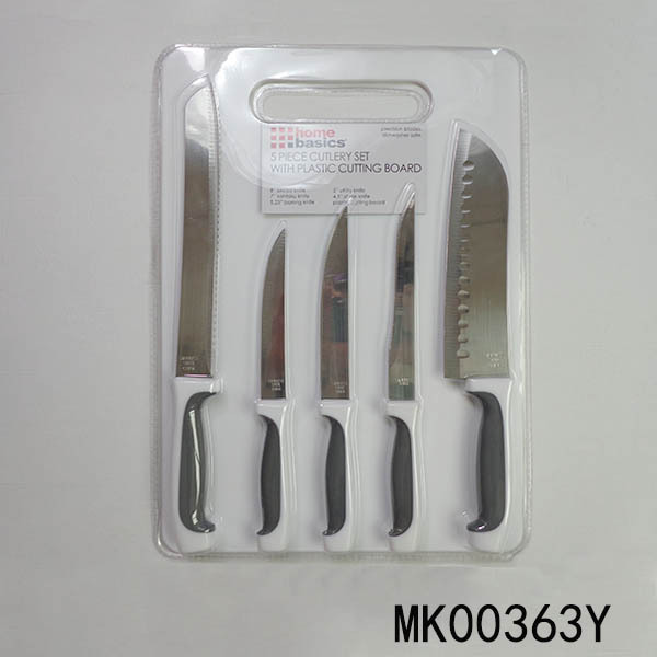 5PCS SS KNIFE SET WBOARD style 2
