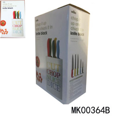 5PCS PP with TPR Handle SS KNIFE SET with KNIFE BLOCK