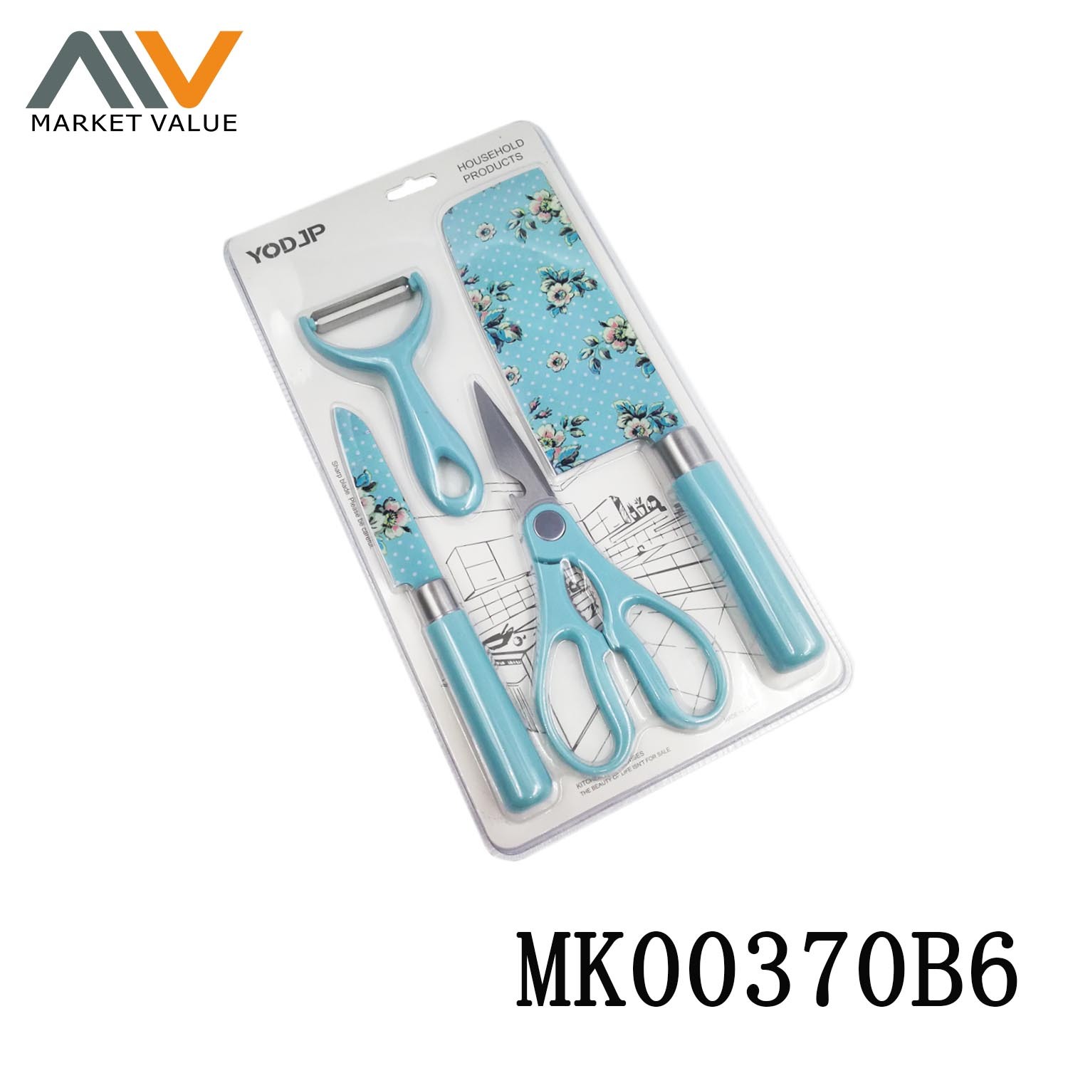 4 Pieces Printed Knife with PP Handle style 2