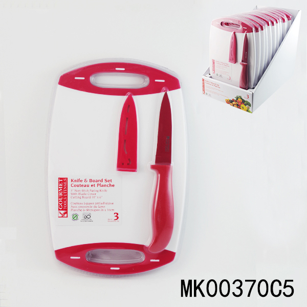 NON STICK COARTING FRUIT KNIFE with CUTTER BOARD style 2
