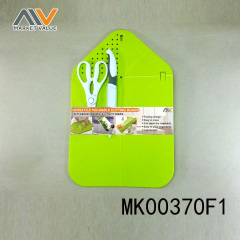 PLASTIC CUTTING BOARD with KITCHEN SCISSORS with 5in UTILITY KNIFE