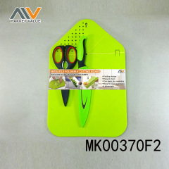 PLASTIC CUTTING BOARD with KITCHEN SCISSORS with 8 IN CHEF KNIFE style 2