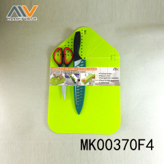 PLASTIC CUTTING BOARD with KITCHEN SCISSORS with 8 IN CHEF KNIFE