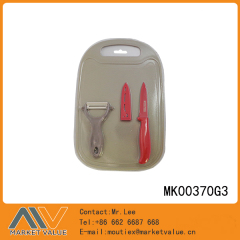 PLASTIC CUTTING BOARD with 3.5in UTILITY KNIFE with PEELER