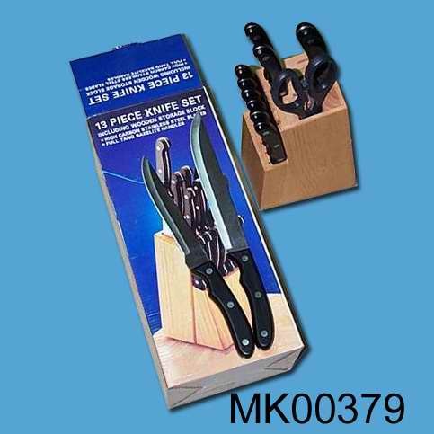 13PCS KNIFE SET BAKELITE Handle with WOODEN BLOCK in COLOR
