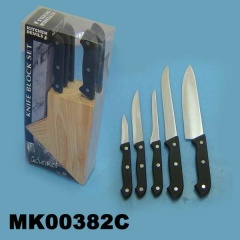 6PCS KNIFE SET with WOODEN BLOCK in PVC BOX