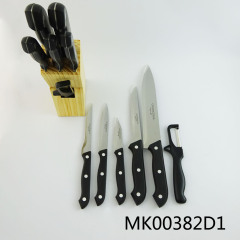 SETS OF 7PCS KNIFE SET with PINE BLOCK BROWN BOX