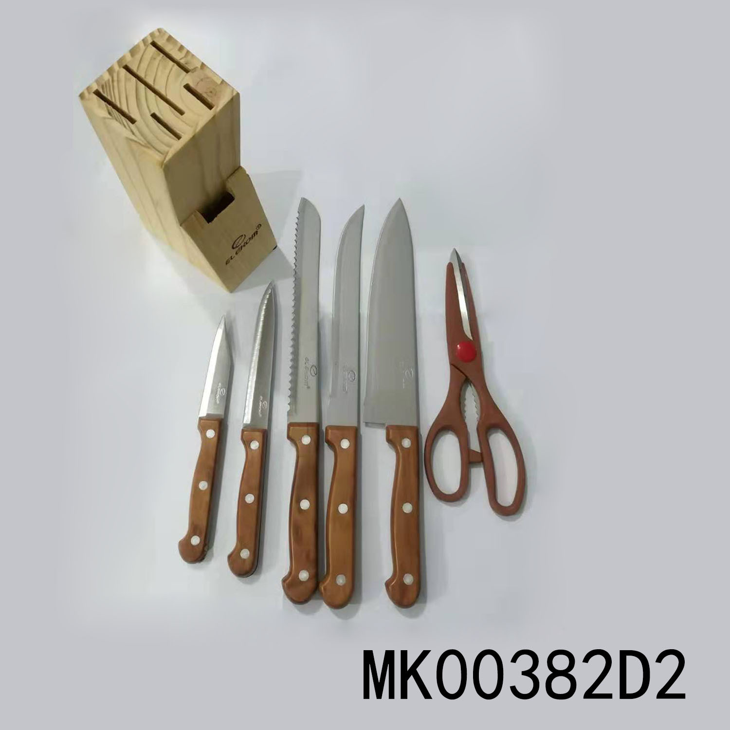 6PCS KNIFE SET with PINE BLOCK BOX
