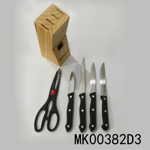 5PCS KNIFE SET with PINE BLOCK BOX